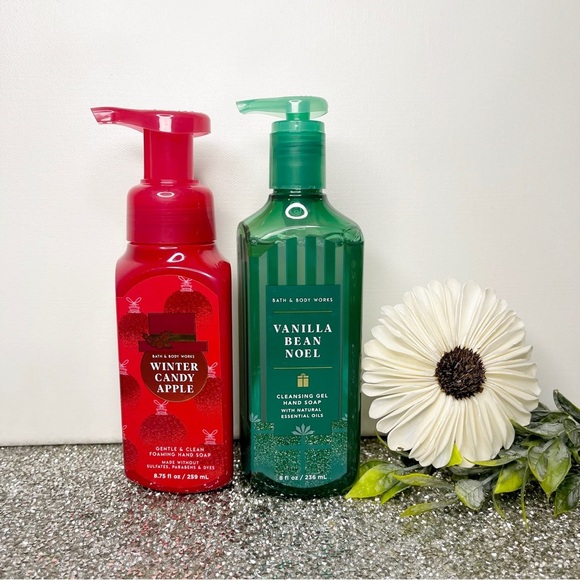 Bath & Body Works Hand Soap Vanilla Bean Noel & Winter Candy Apple Nwt - Picture 1 of 4